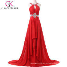 Grace Karin Backless Com Sequins De Pavimento Com Comprimento De Vestido De Noiva Vermelho Longo CL6184